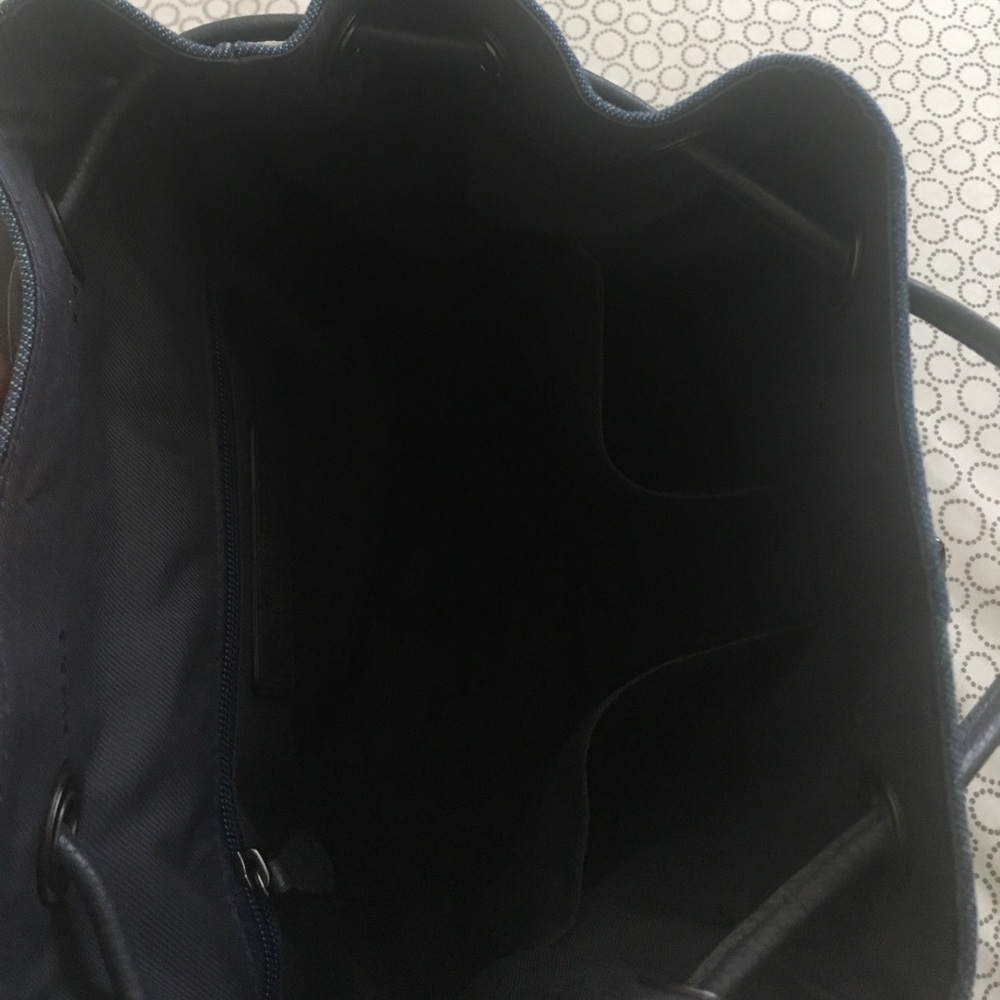 SOLD Coach Book Bag Purse Backpack Leather & Denim - Picture 6 of 8